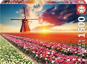 Puzzle educa1500 piezas, paisaje de tulipanes